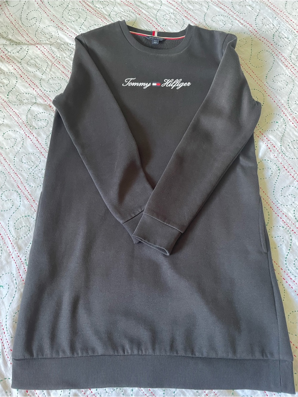 Tommy Hilfiger Black Pullover Logo Sweatshirt Dress